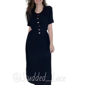 Vintage Black Maxi Dress with Roses